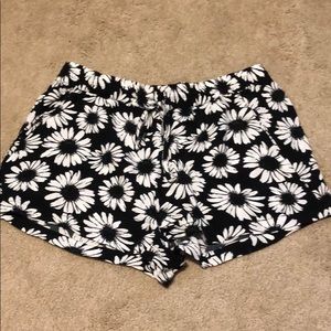 Black and white floral shorts